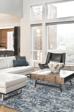 Load image into Gallery viewer, Watercolor Herringbone Blue Rug