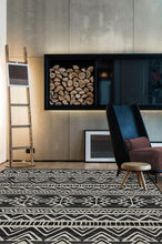 Load image into Gallery viewer, Linear Aztec Black Rug