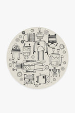 Load image into Gallery viewer, Robot Party Black & White Rug