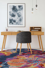 Load image into Gallery viewer, Watercolor Floral Navy Rug