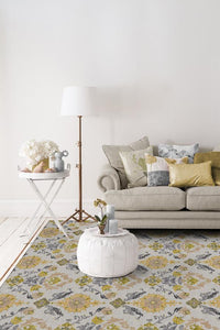 Floral Damask Mimi Yellow Rug