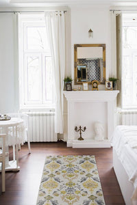 Floral Damask Mimi Yellow Rug