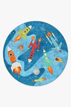Load image into Gallery viewer, Rocket Ships Space Blue Rug
