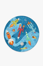 Load image into Gallery viewer, Rocket Ships Space Blue Rug
